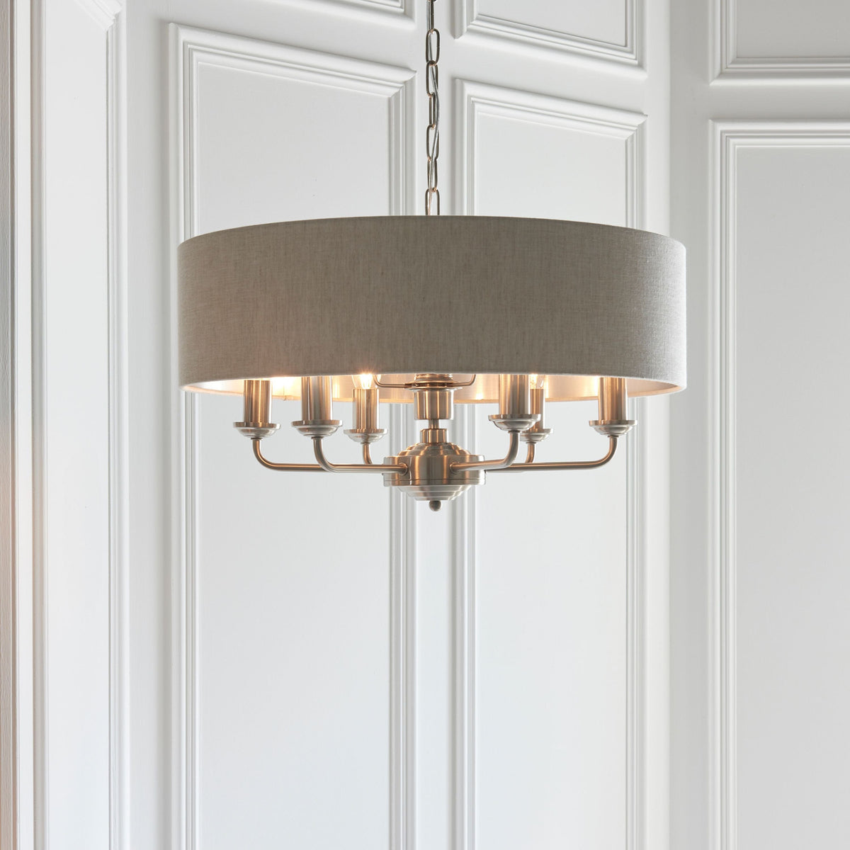 Chickerell 6 Pendant Light Chrome & Natural.