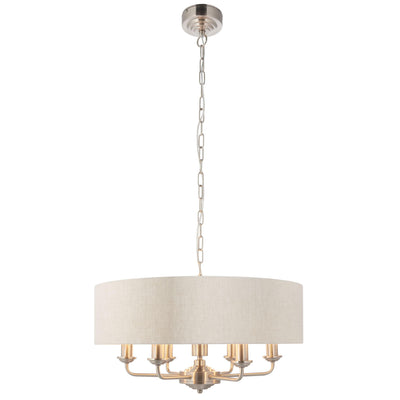 Bodhi Lighting Chickerell 6 Pendant Light Chrome & Natural House of Isabella UK