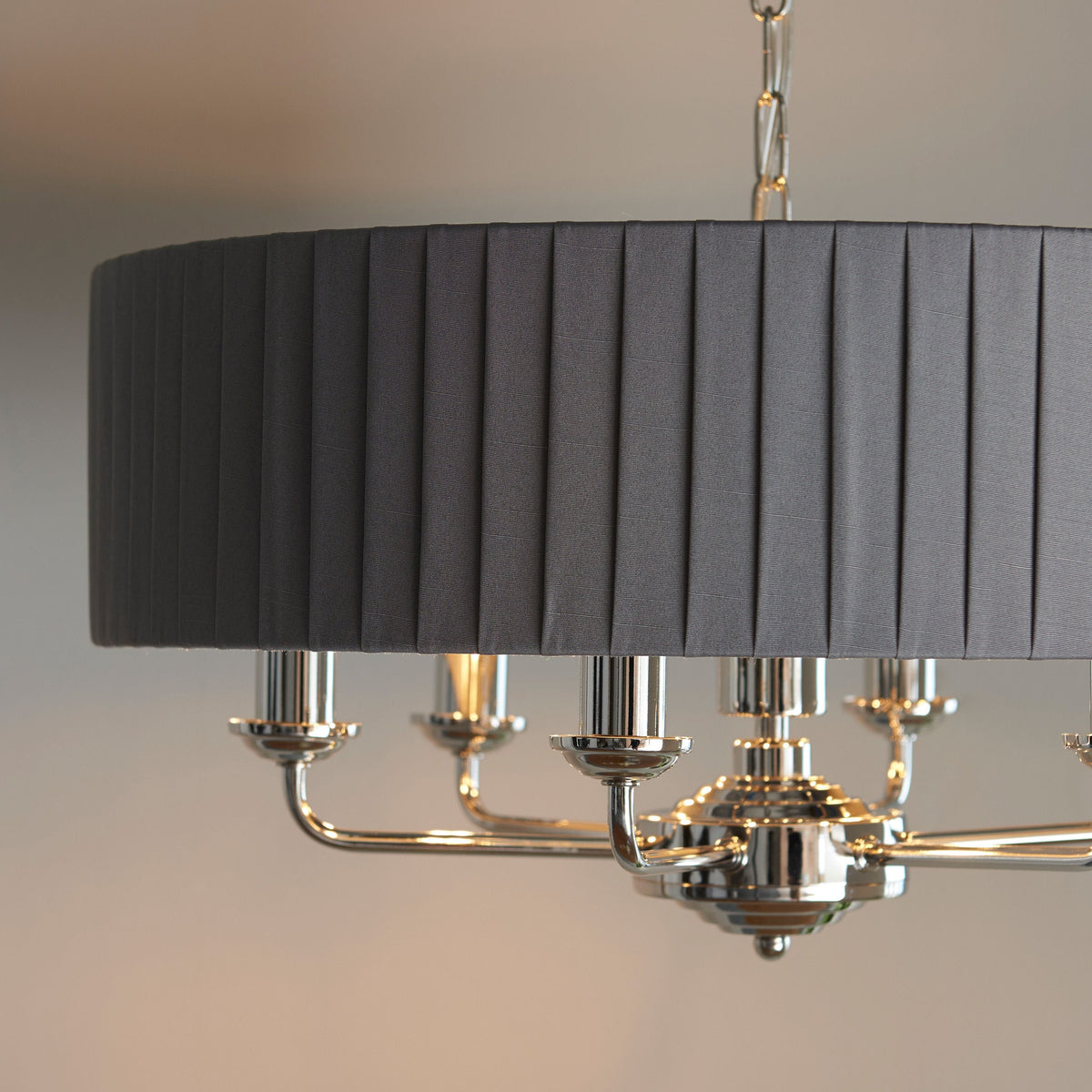 Chickerell 6 Pendant Light Nickel & Charcoal 300-780mm.