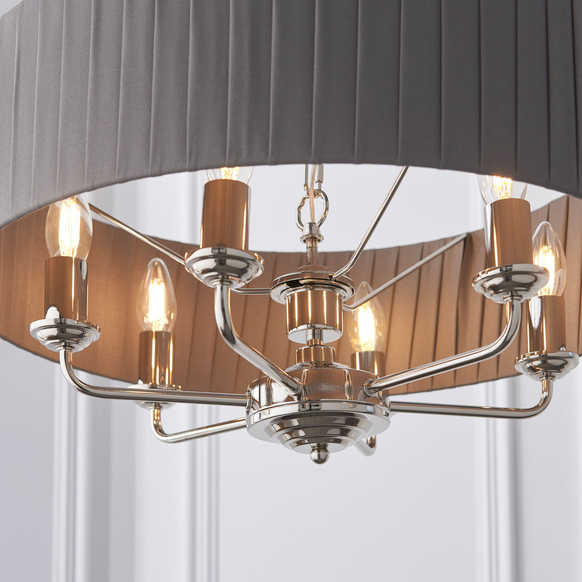Chickerell 6 Pendant Light Nickel & Charcoal 300-780mm.