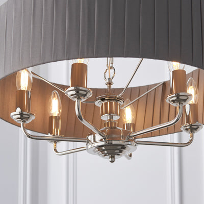 Bodhi Lighting Chickerell 6 Pendant Light Nickel & Charcoal 300-780mm House of Isabella UK