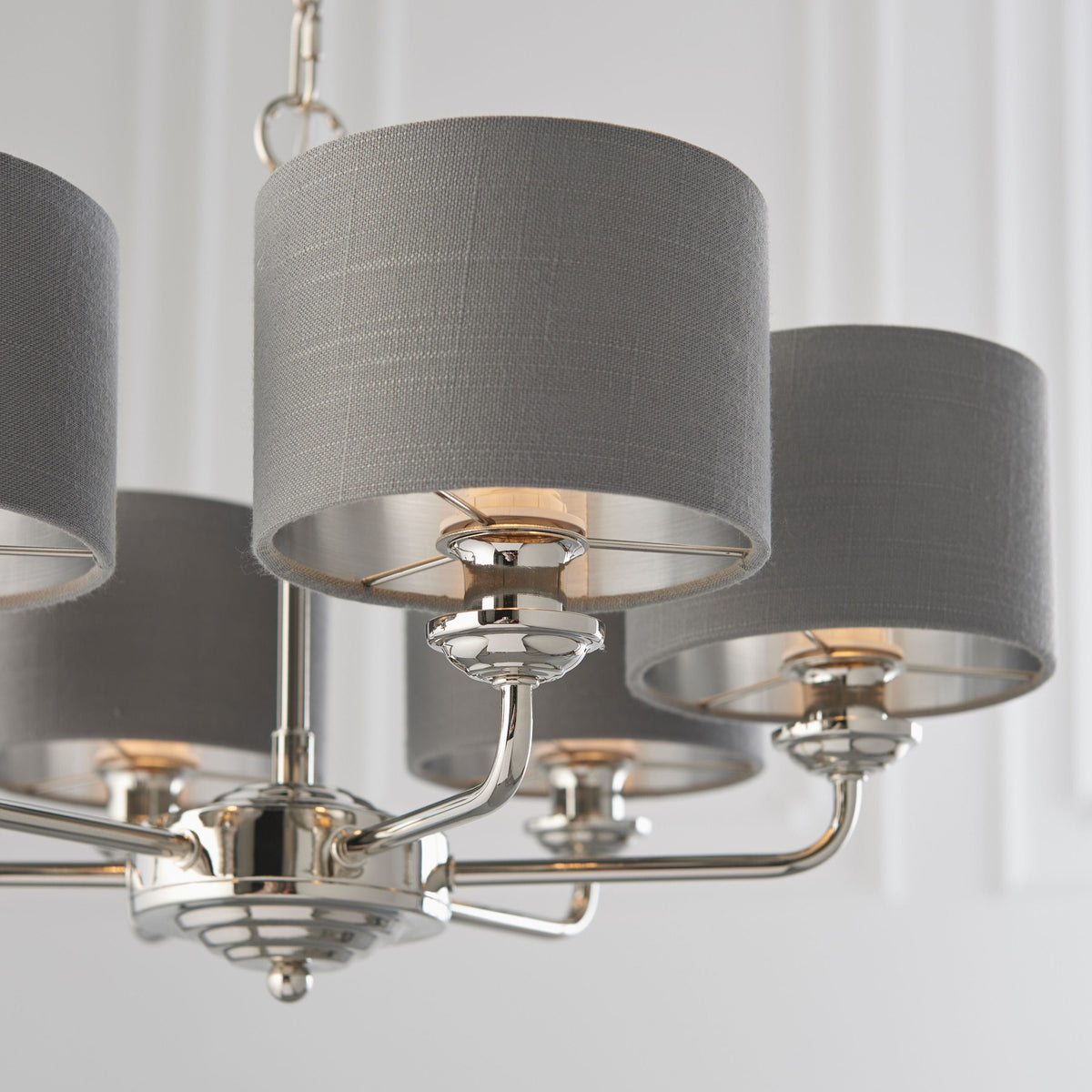 Chickerell 6 Pendant Light Nickel & Charcoal 300-900mm.