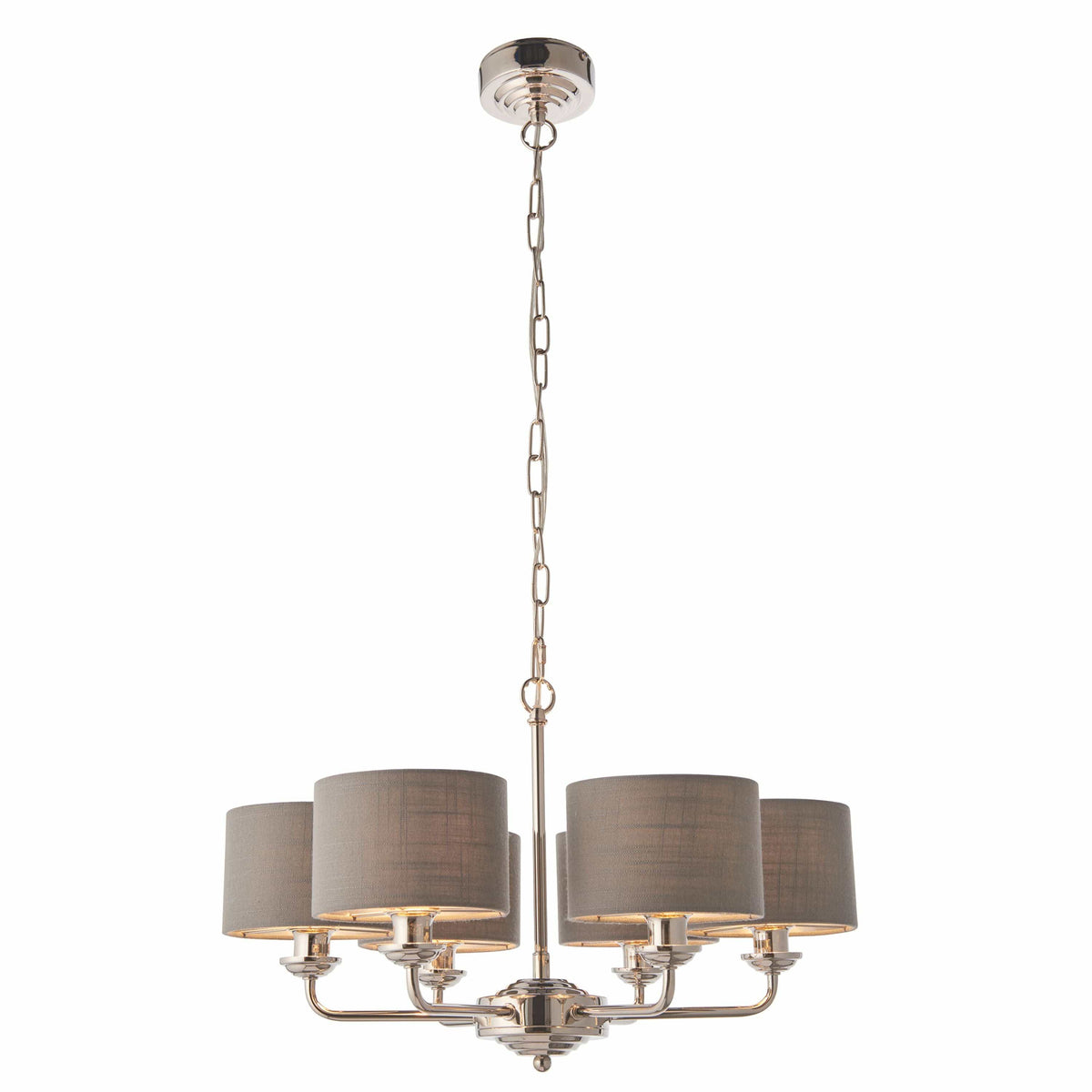 Chickerell 6 Pendant Light Nickel & Charcoal 300-900mm.