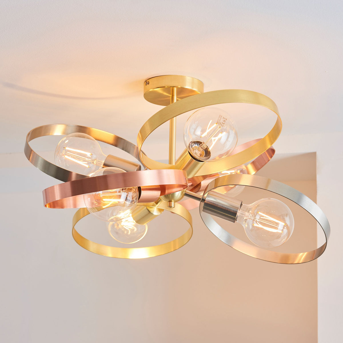 Christon 6 Ceiling Light Brushed Brass.