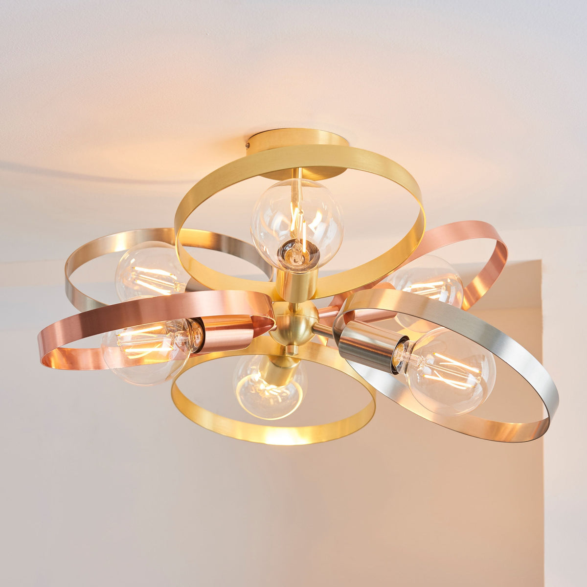 Christon 6 Ceiling Light Brushed Brass.