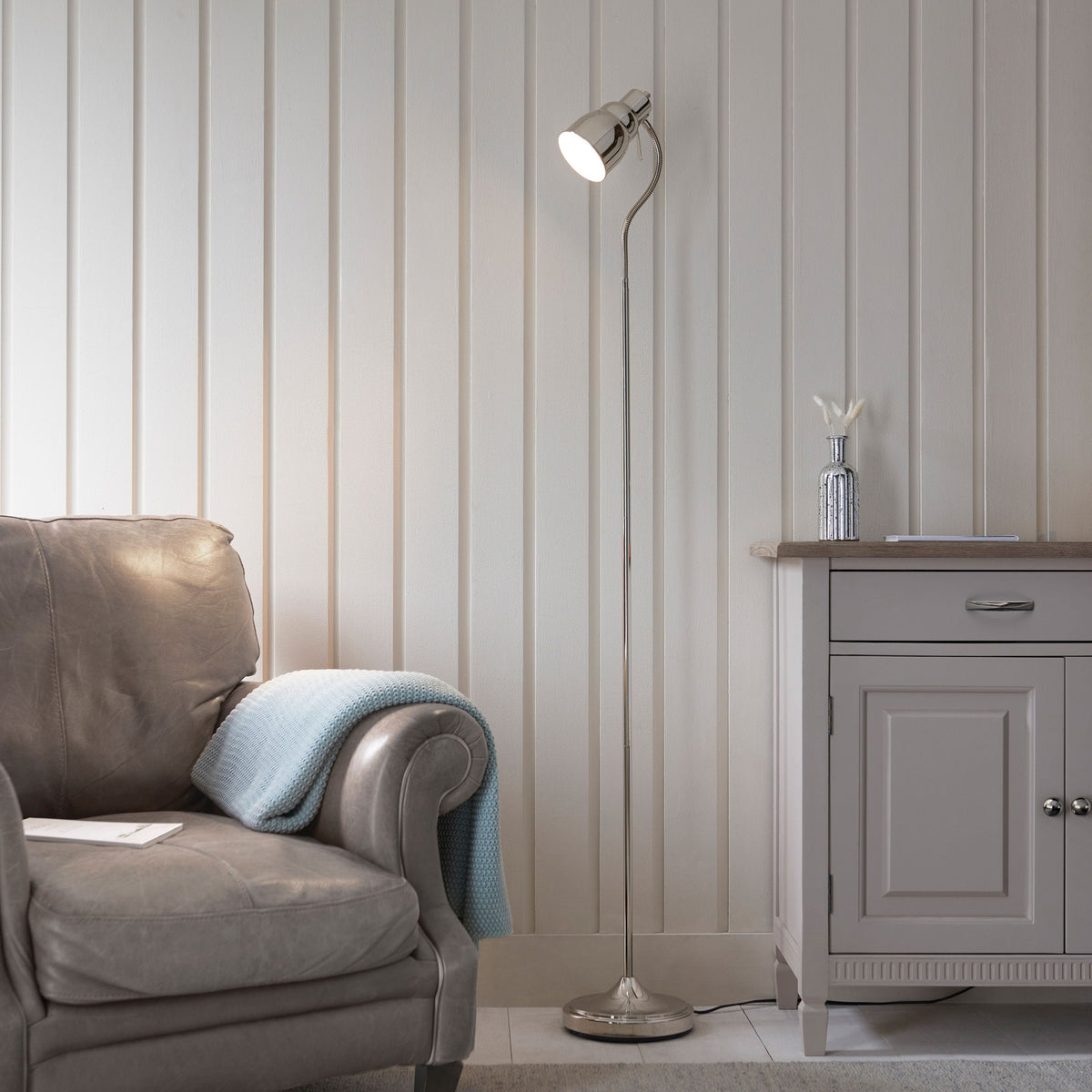 Bodhi Lighting Classic Flexi Floor Lamp Bright Nickel House of Isabella UK
