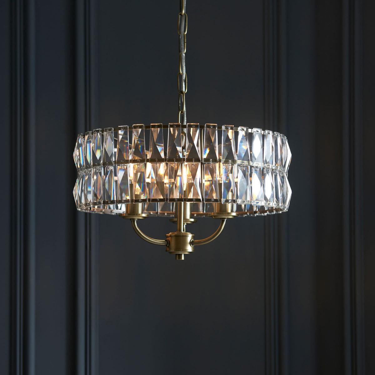 Clifton 3 Pendant Light Antique Brass.