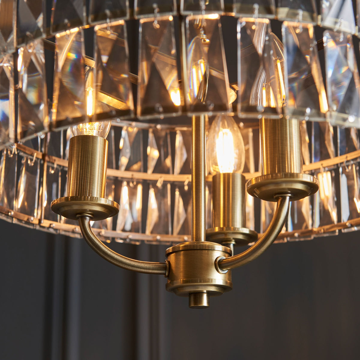 Clifton 3 Pendant Light Antique Brass.