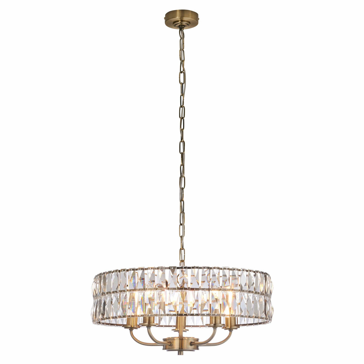 Clifton 5 Pendant Light Antique Brass.