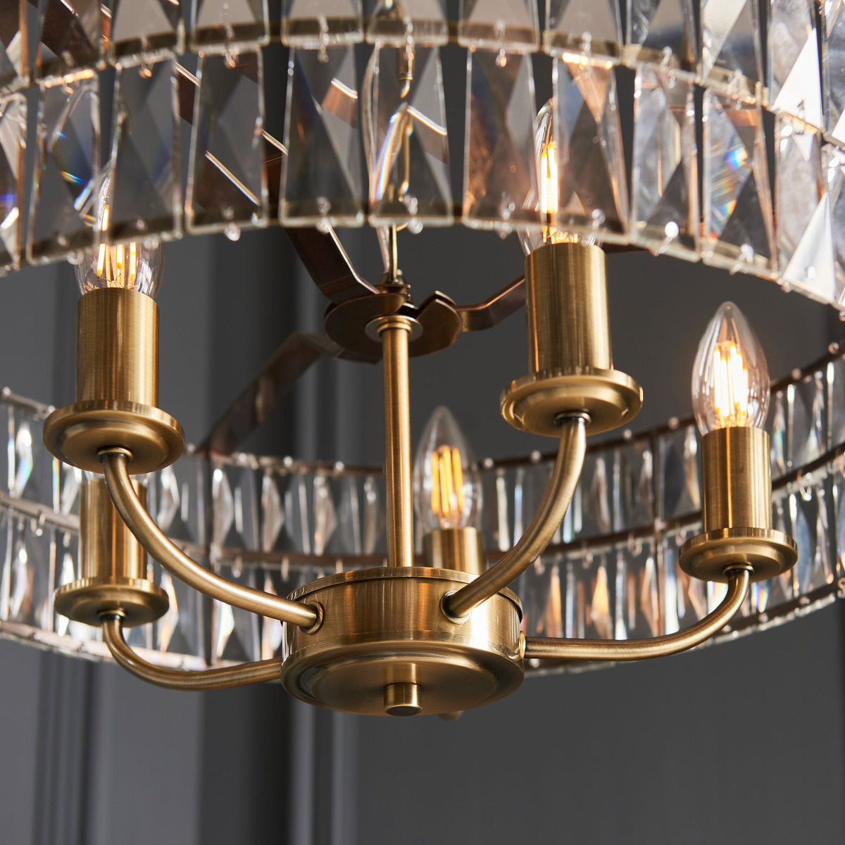 Clifton 5 Pendant Light Antique Brass.