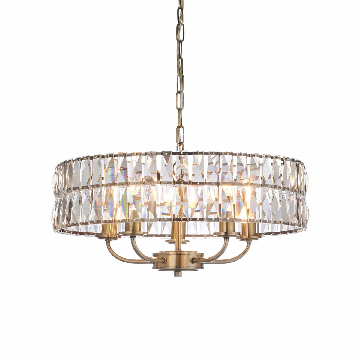 Clifton 5 Pendant Light Antique Brass.