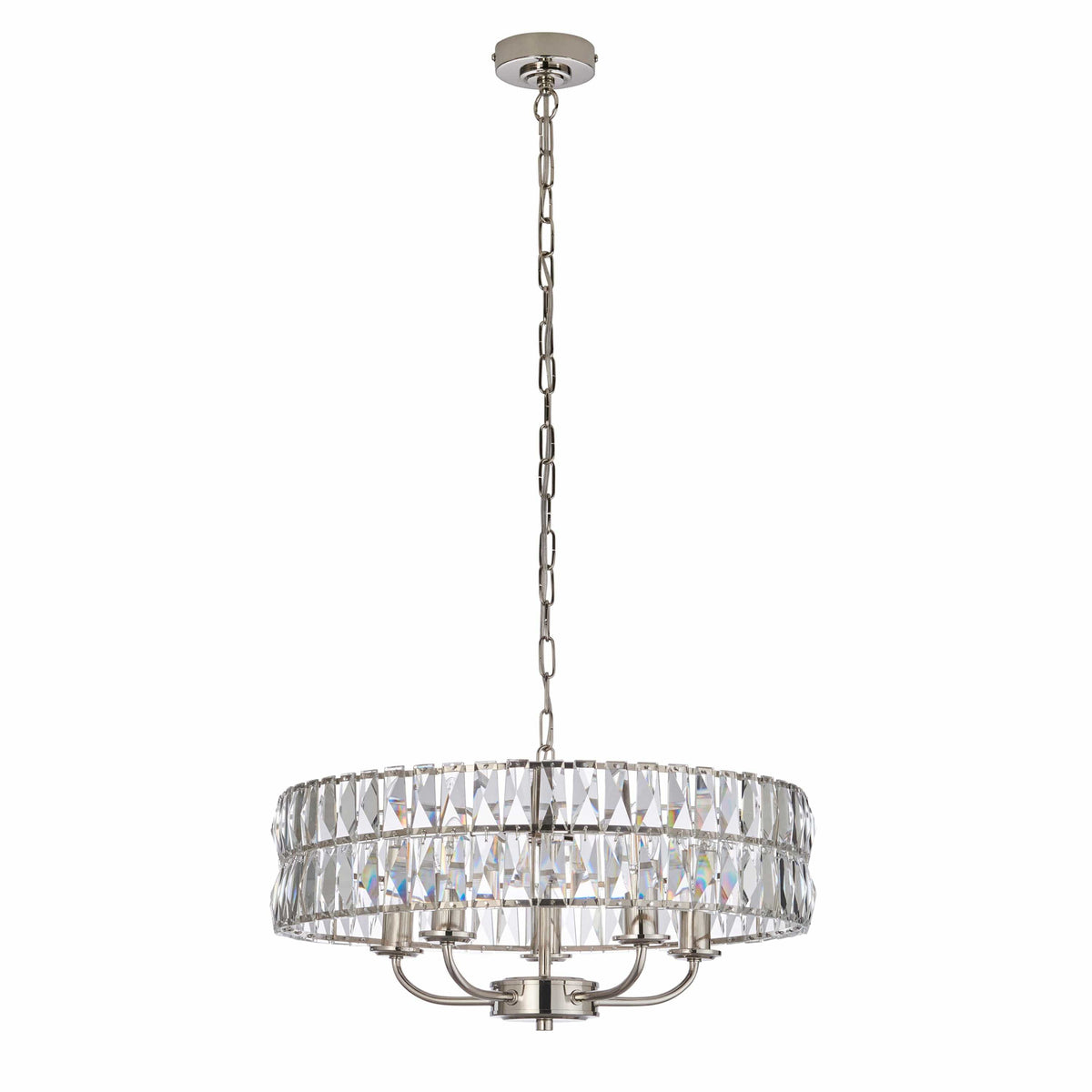 Clifton 5 Pendant Light Bright Nickel.