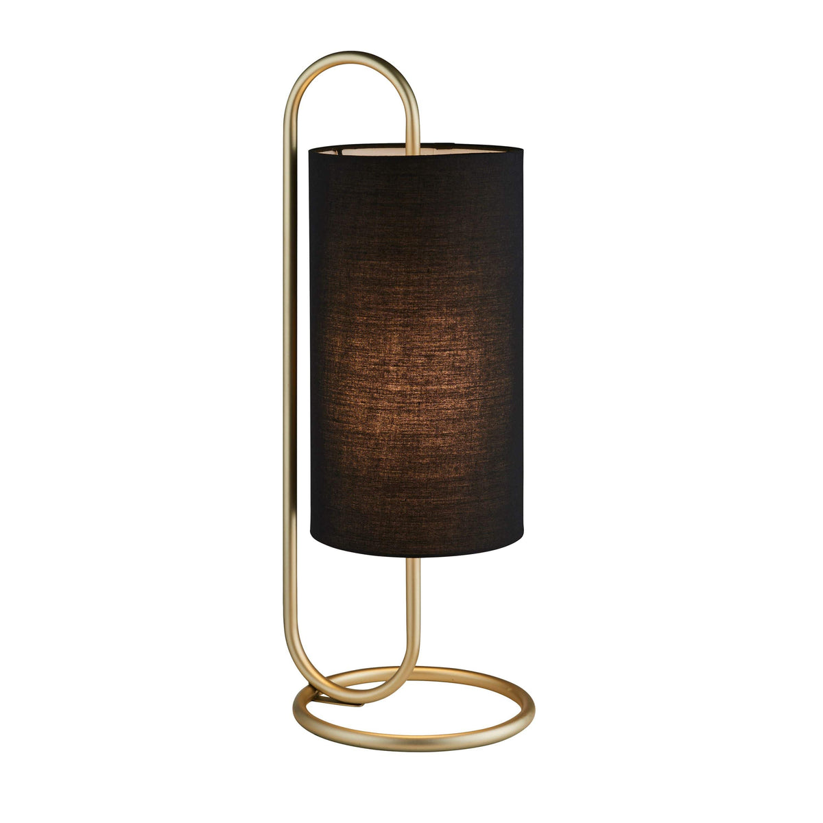 Clip Table Lamp Antique Brass/Black Fabric.