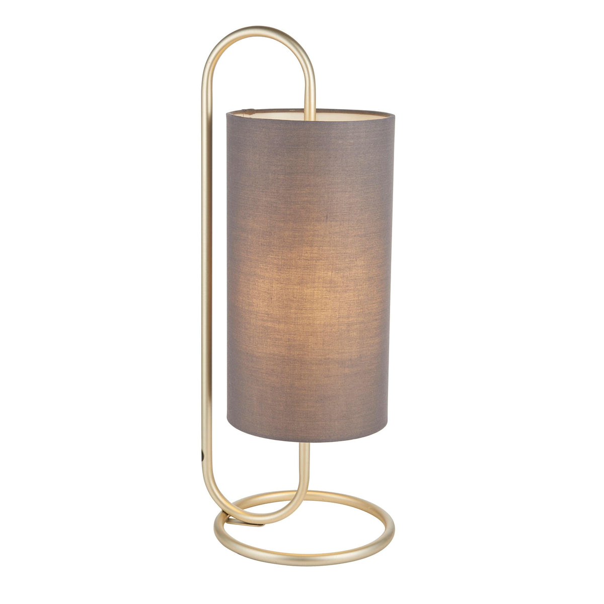 Clip Table Lamp Antique Brass/Grey Fabric.