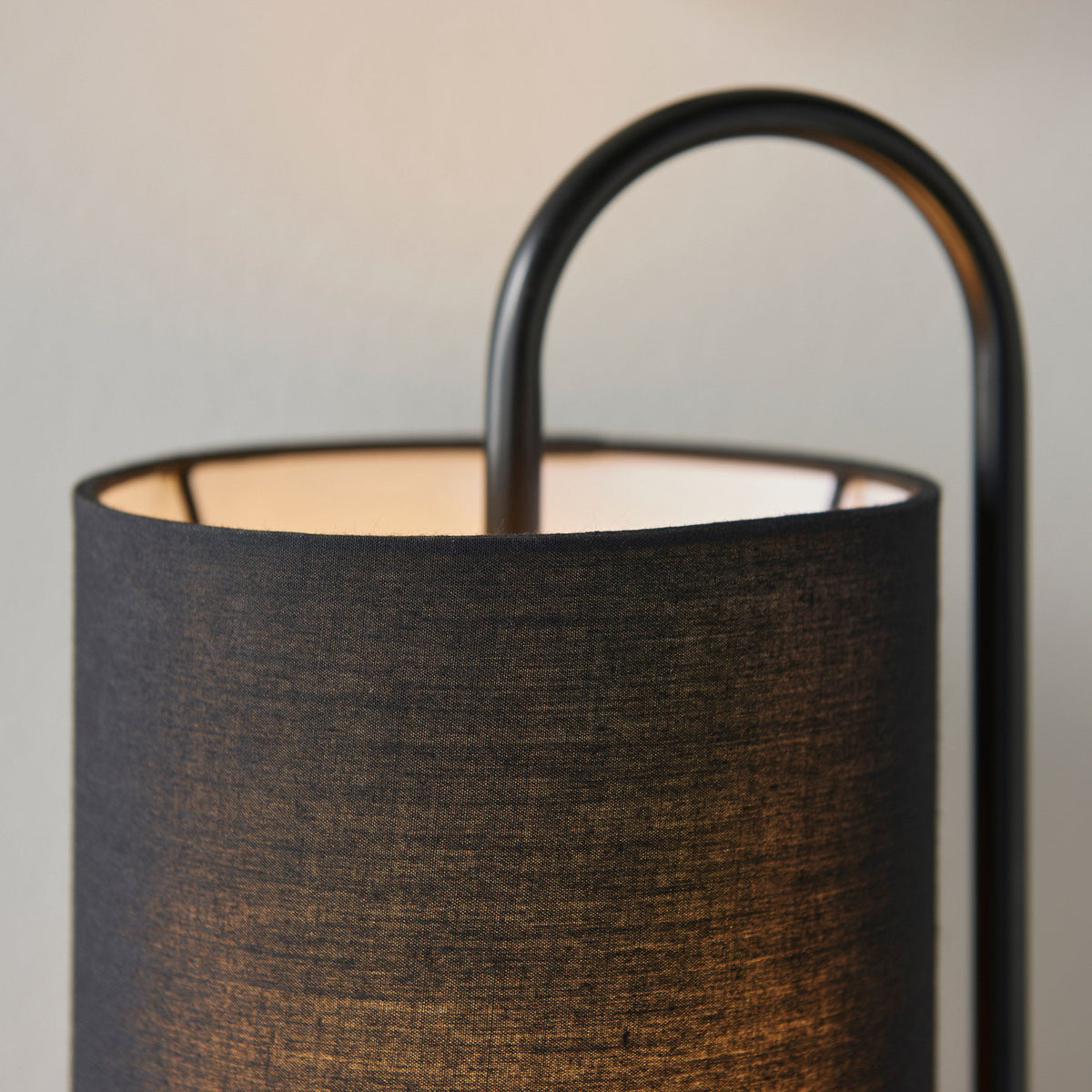 Clip Table Lamp Matt Black/Black Fabric.