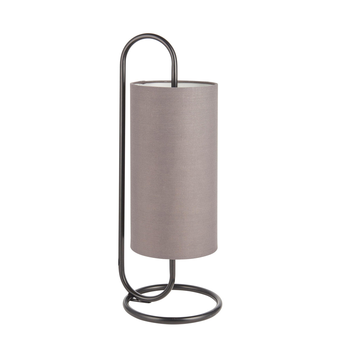 Clip Table Lamp Matt Black/Grey Fabric.