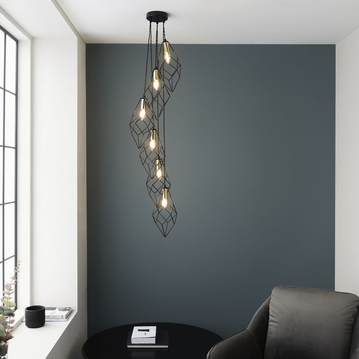 Coalville 6 Pendant Light Black/Gold.