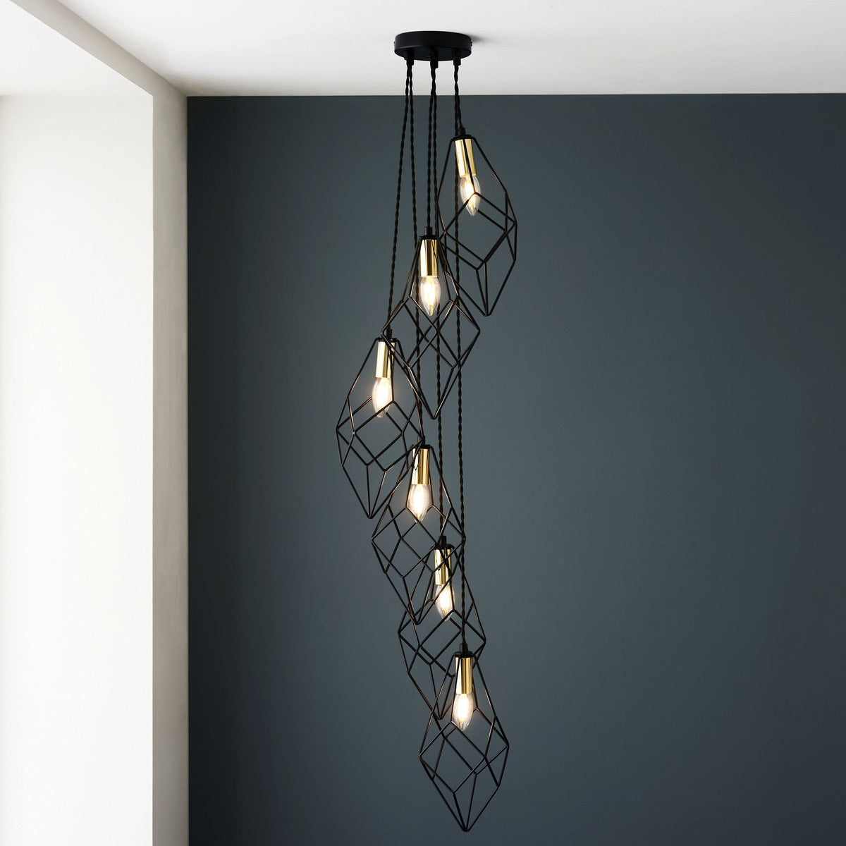 Coalville 6 Pendant Light Black/Gold.