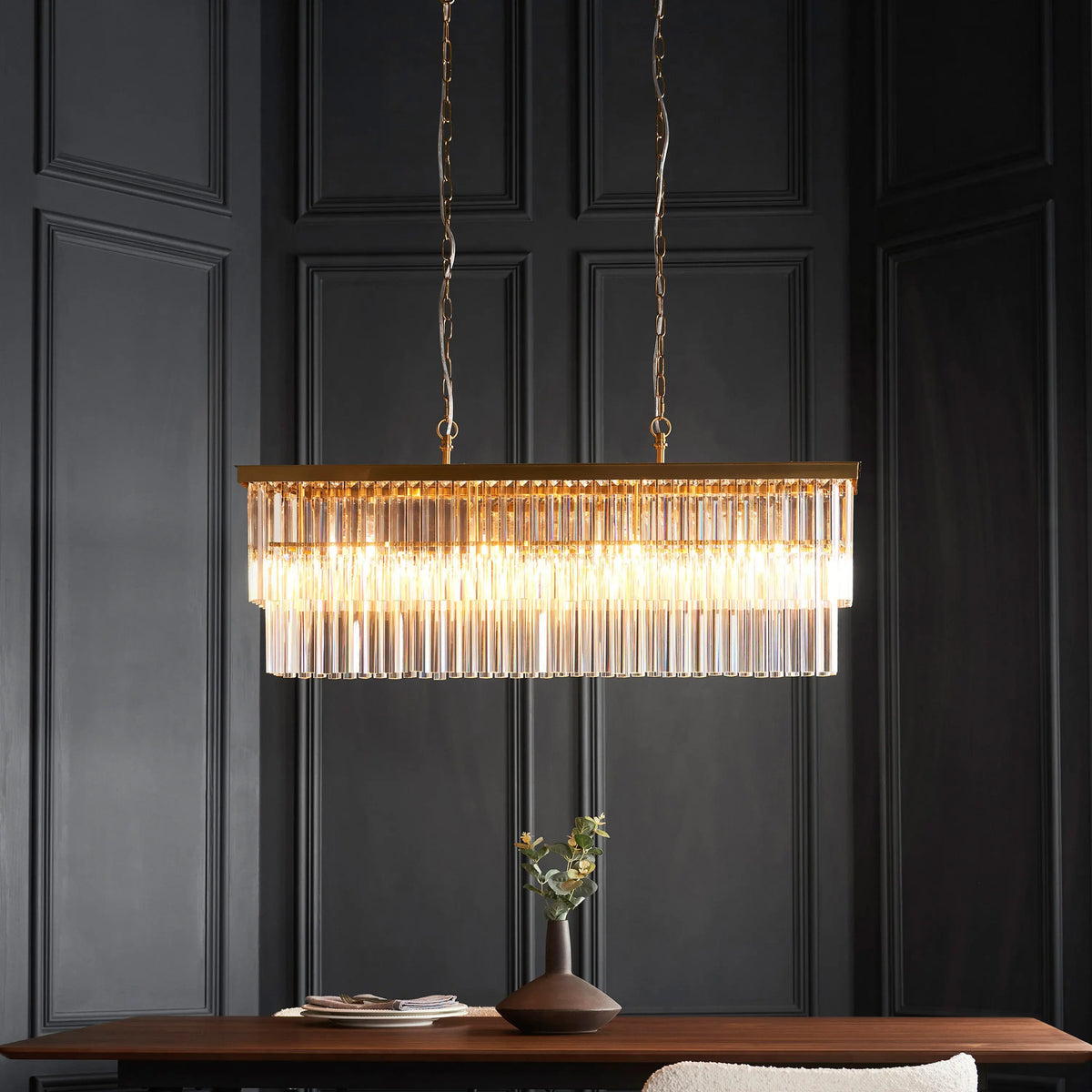 Bodhi Lighting Conaston 4 Bar Pendant Light Brushed Aged Brass House of Isabella UK