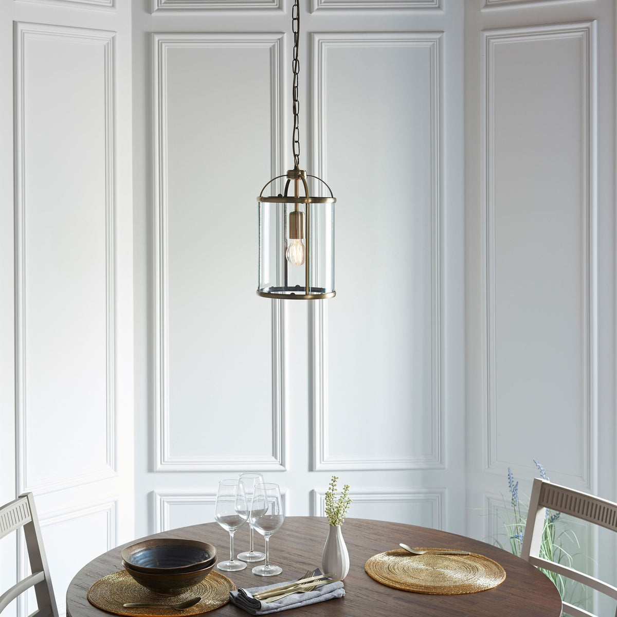 Cowslip Pendant Light Antique Brass.