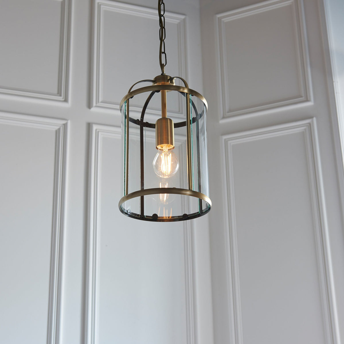 Cowslip Pendant Light Antique Brass.