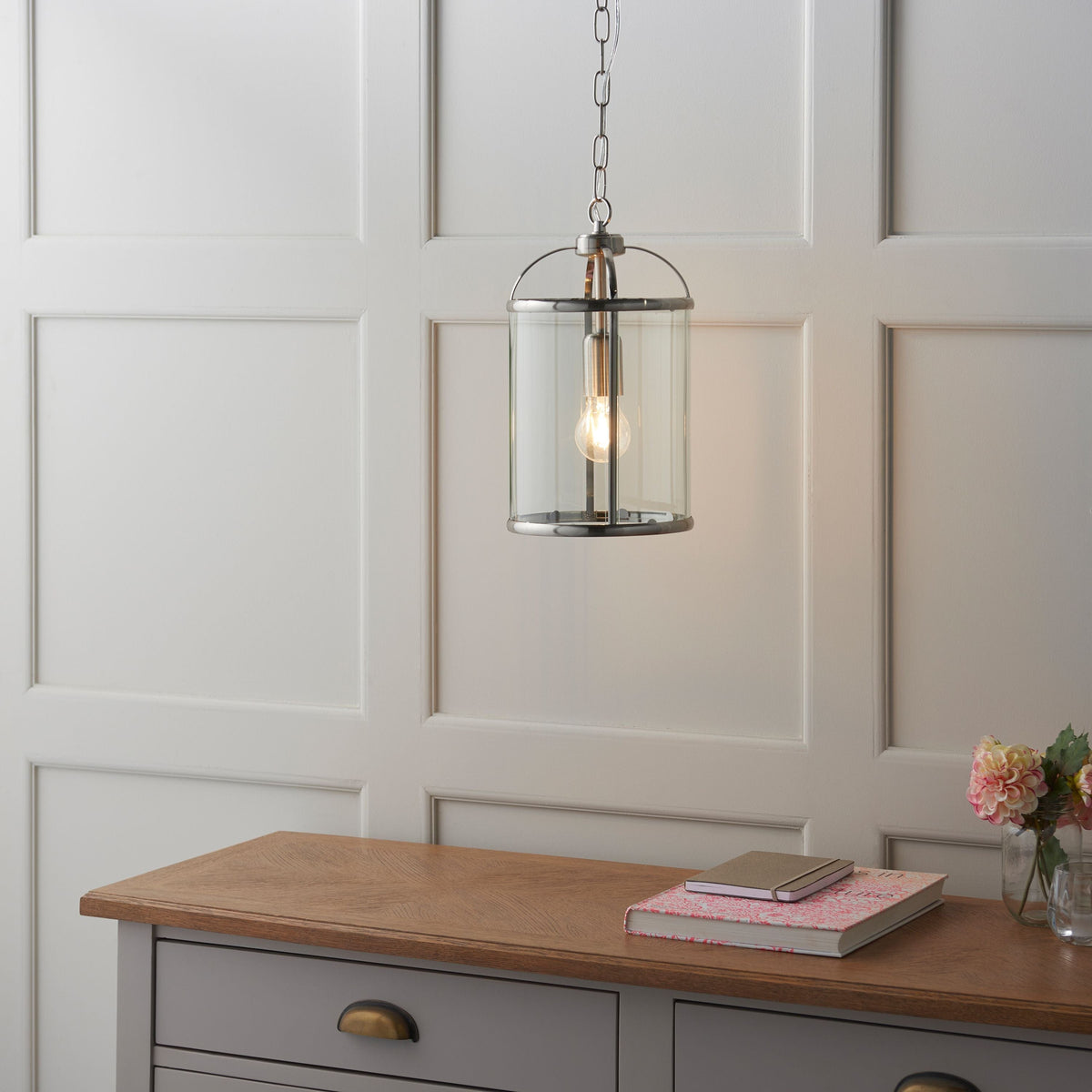 Cowslip Pendant Light Satin Nickel.