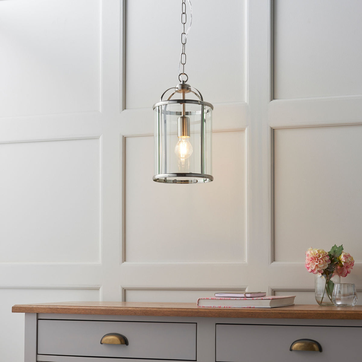 Cowslip Pendant Light Satin Nickel.