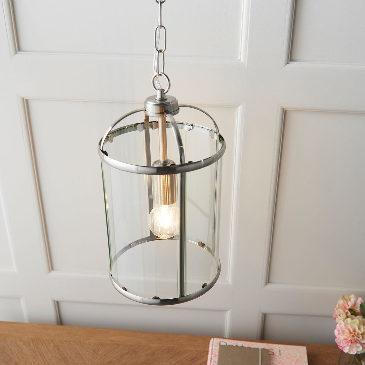 Cowslip Pendant Light Satin Nickel.