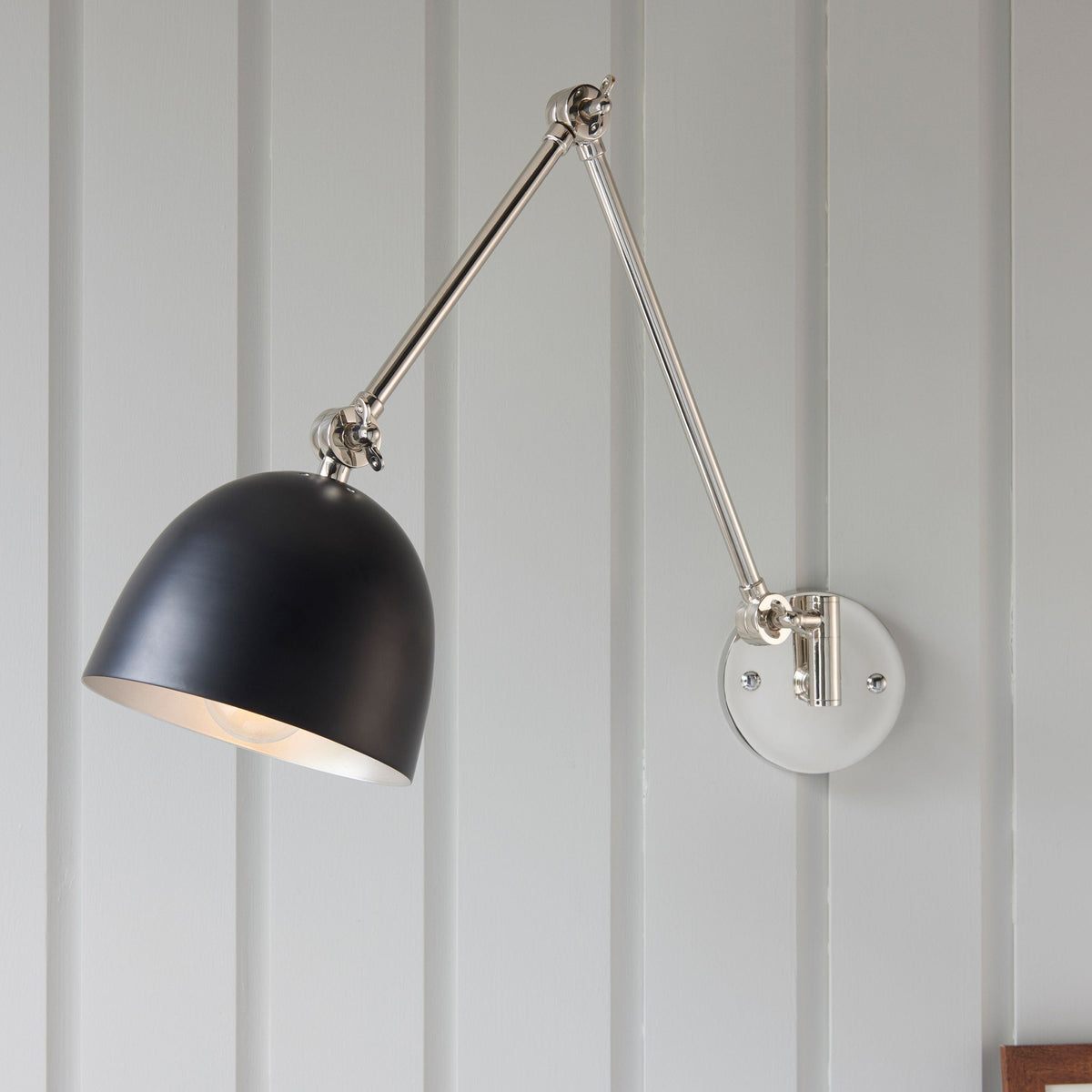 Creegbrawse Wall Light Polished Nickel and Black.