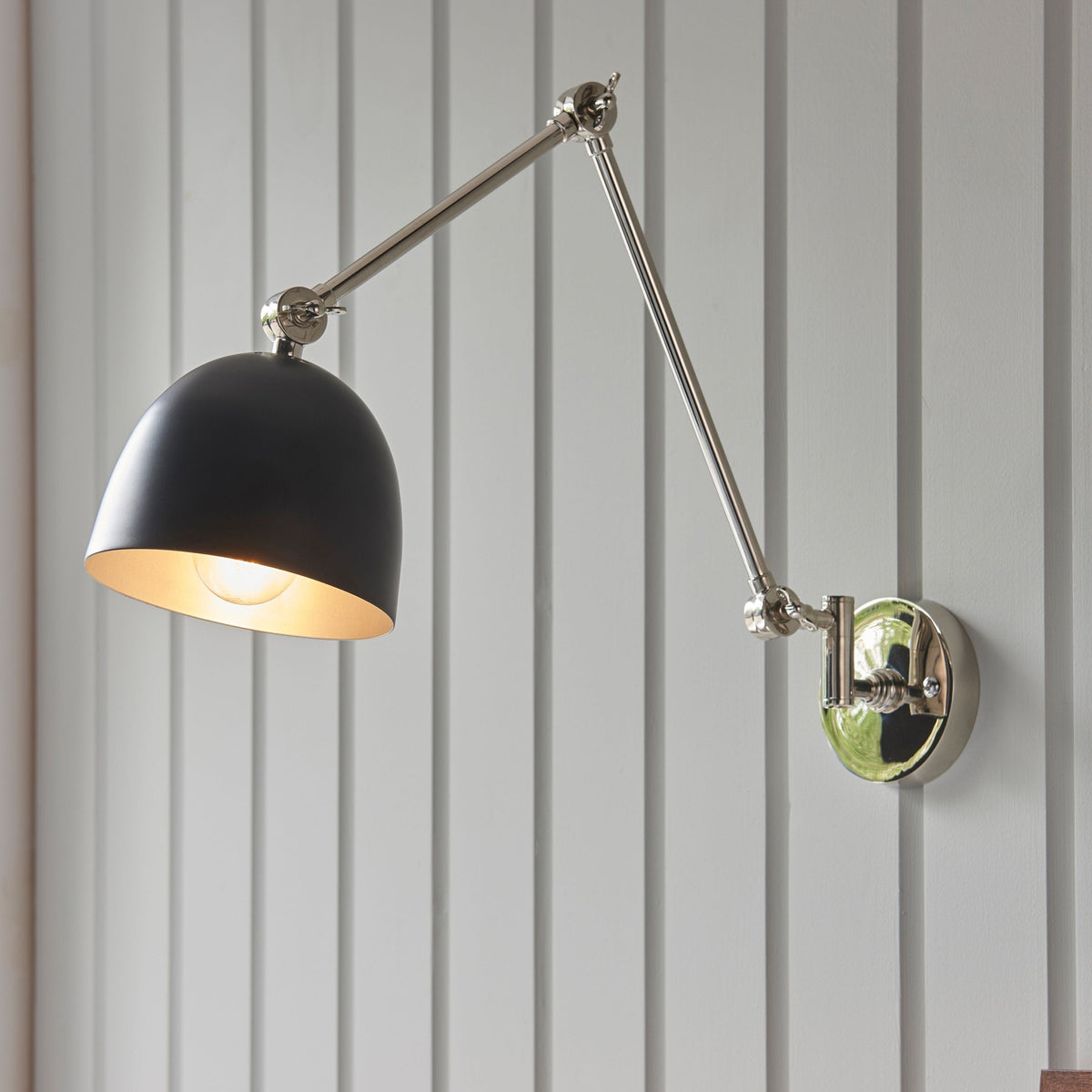 Creegbrawse Wall Light Polished Nickel and Black.