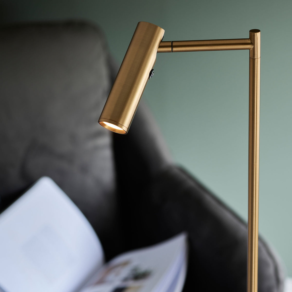 Dedicated Reader 1 Floor Lamp Satin Warm Brass.