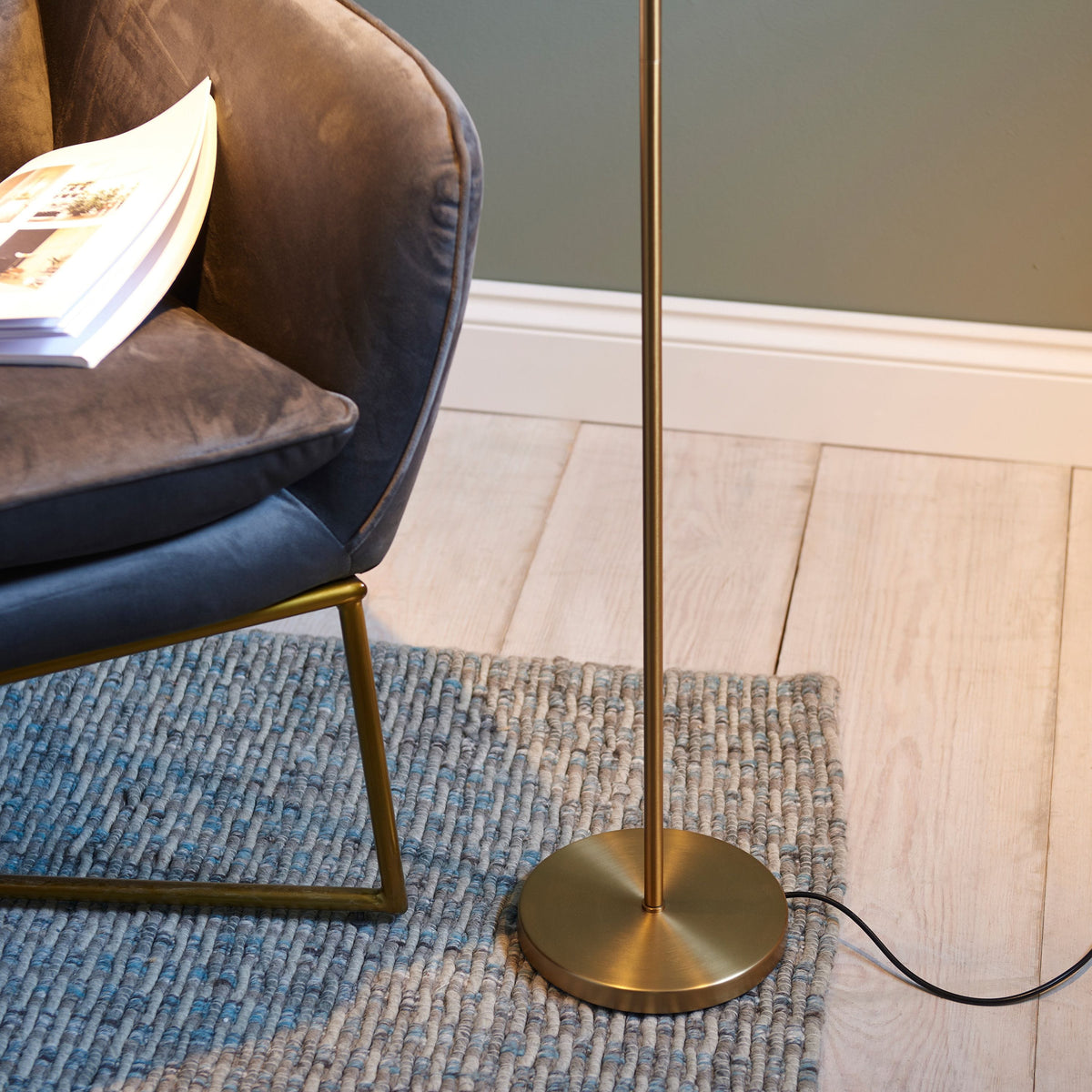 Dedicated Reader 1 Floor Lamp Satin Warm Brass.