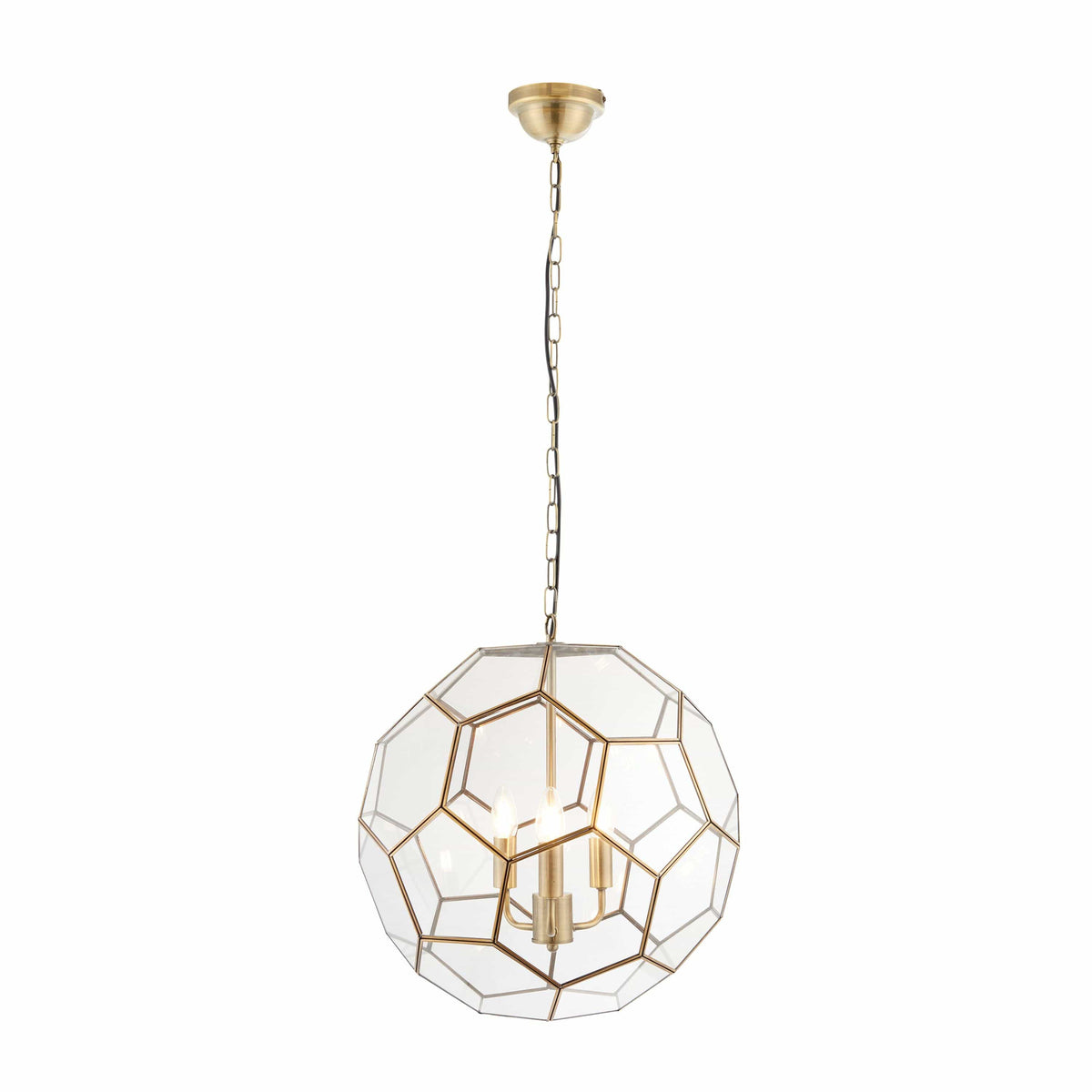 Dinnington 3 Pendant Light Antique Brass.