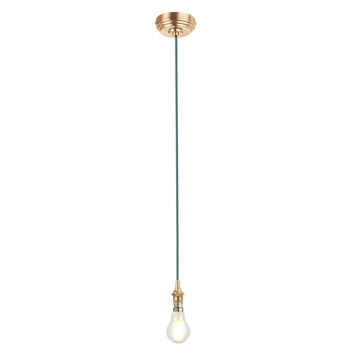 Bodhi Lighting Eltham 1 Pendant Brushed Aged Brass Blue Flex House of Isabella UK