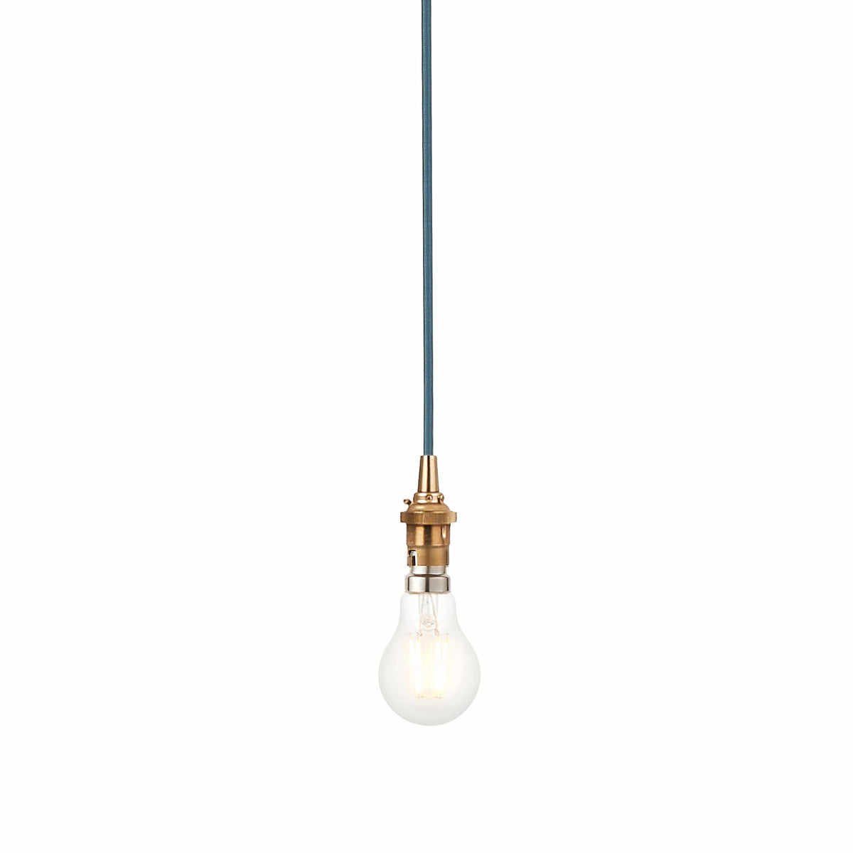 Bodhi Lighting Eltham 1 Pendant Brushed Aged Brass Blue Flex House of Isabella UK