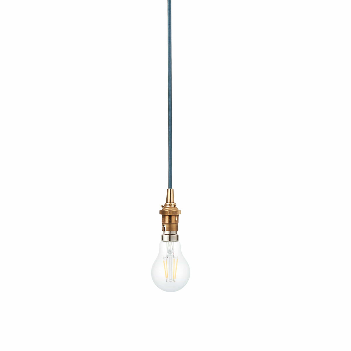 Bodhi Lighting Eltham 1 Pendant Brushed Aged Brass Blue Flex House of Isabella UK