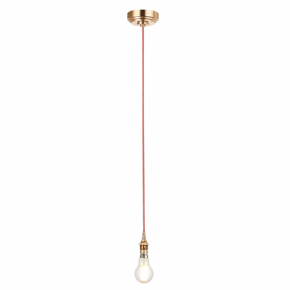 Bodhi Lighting Eltham 1 Pendant Brushed Aged Brass Red Flex House of Isabella UK