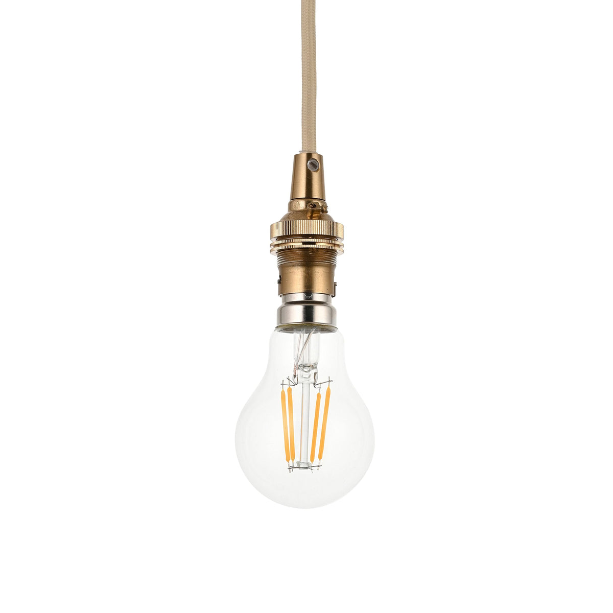 Bodhi Lighting Eltham 1 Pendant Light Brushed Aged Brass/Natural House of Isabella UK