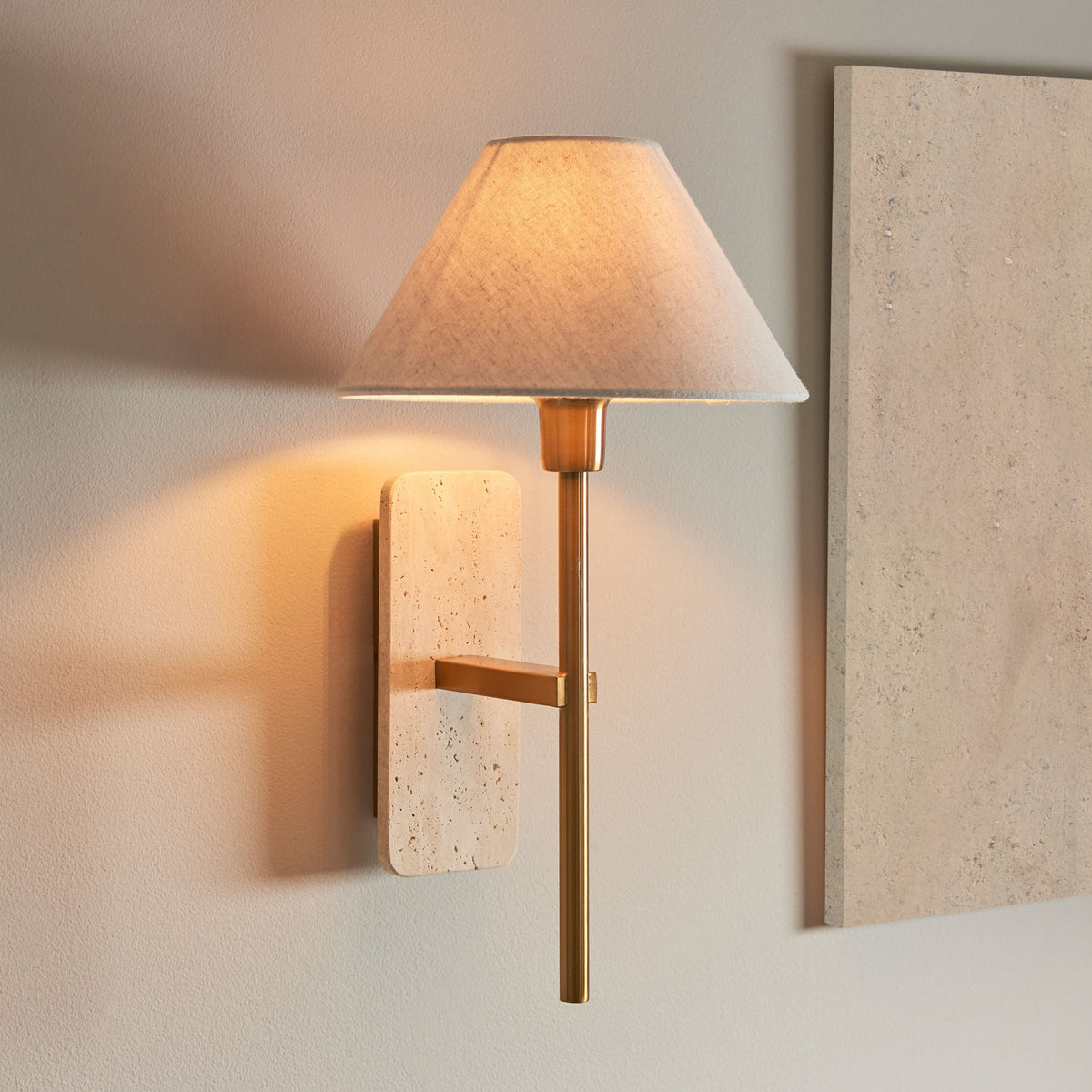 Bodhi Lighting Faro Wall Light Natural Travertine House of Isabella UK