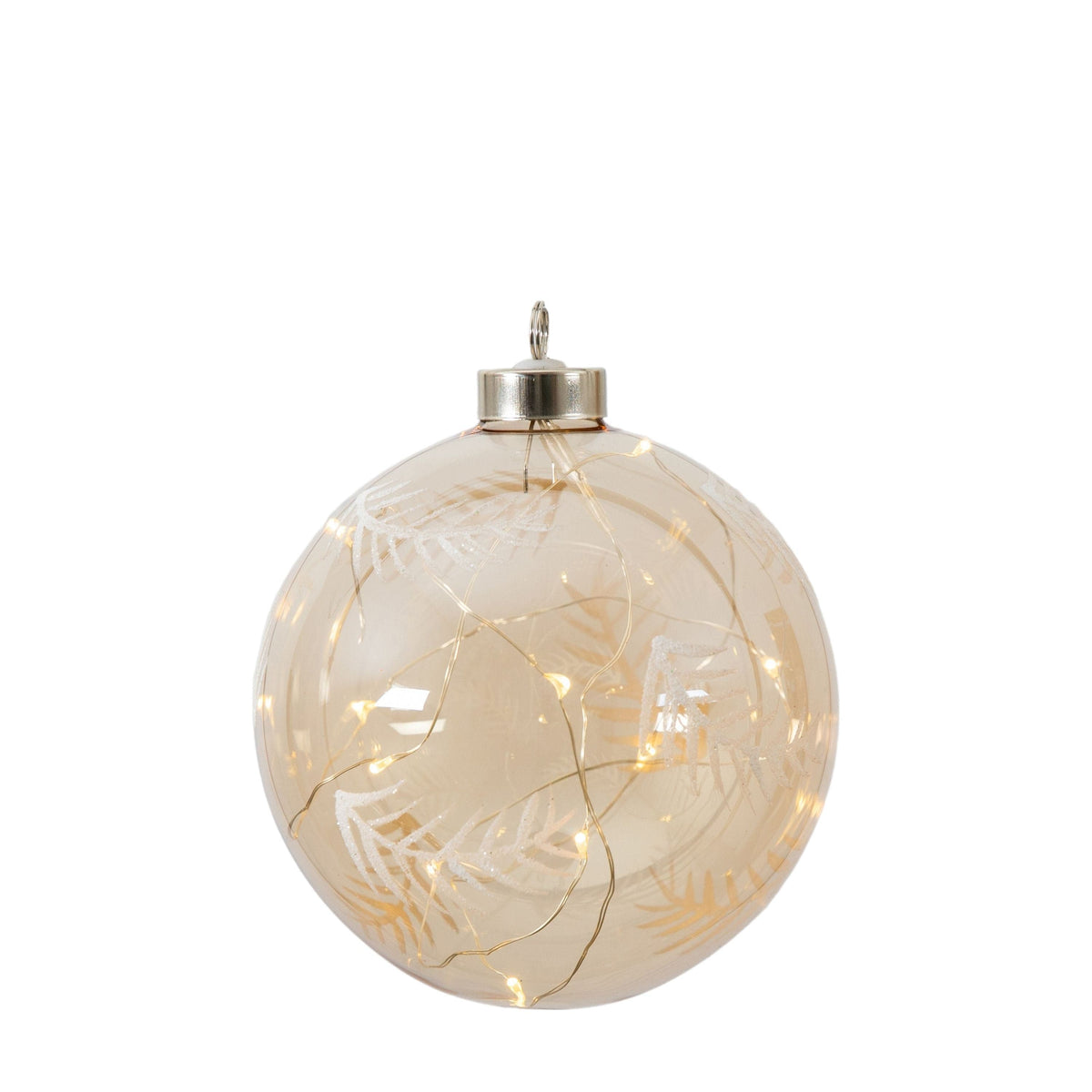 Bodhi Lighting Feather Etched Bauble with LED Amber House of Isabella UK
