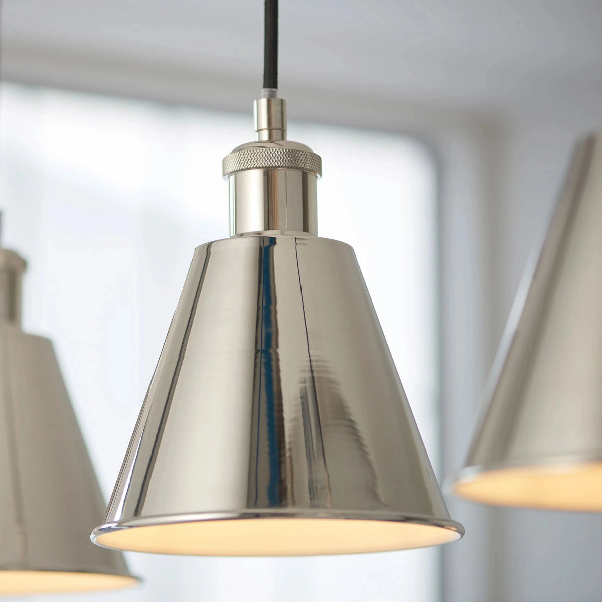 Halle 3 Linear Pendant Light Bright Nickel.