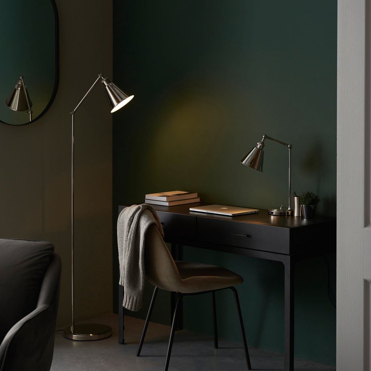 Halle Task Table Lamp Bright Nickel.