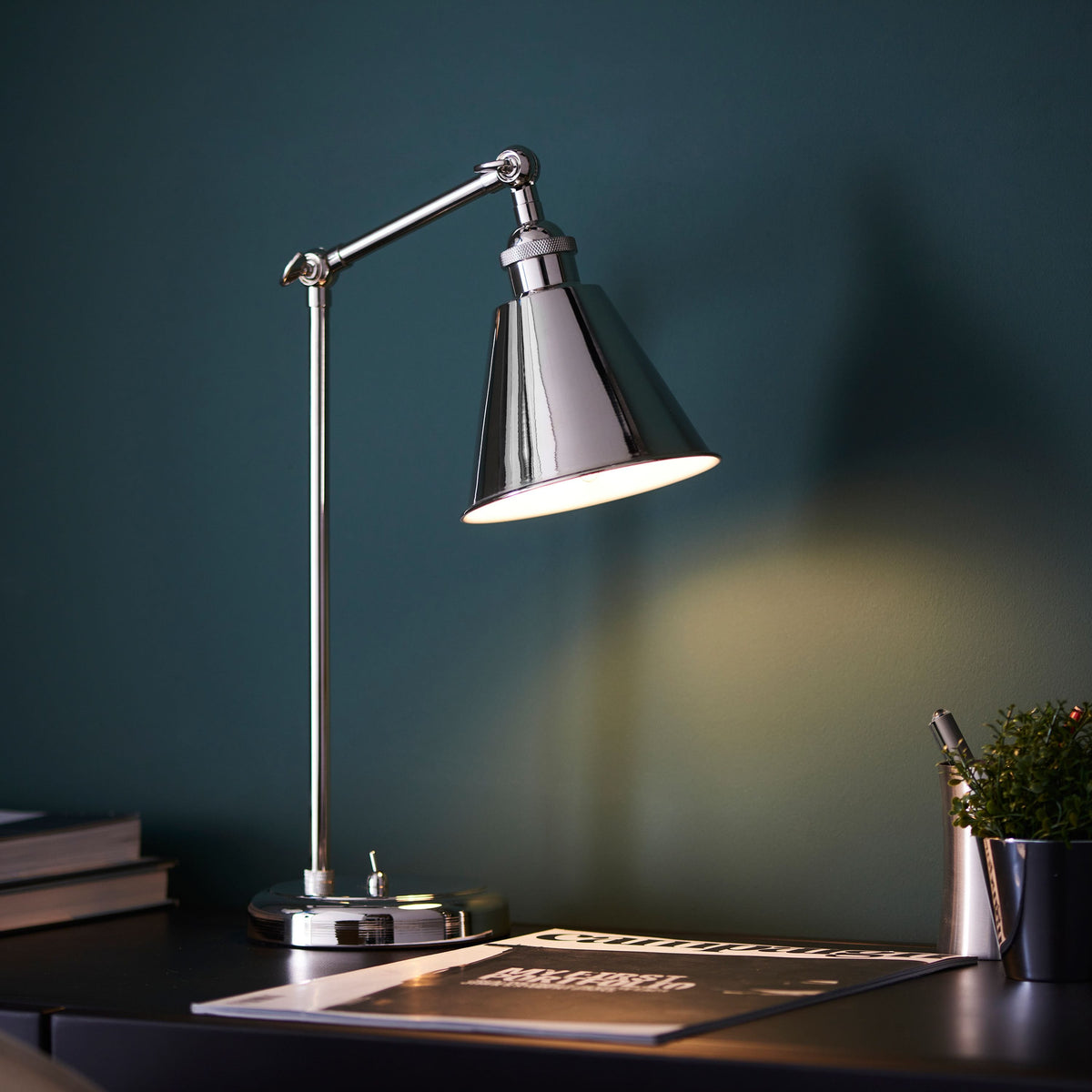 Halle Task Table Lamp Bright Nickel.