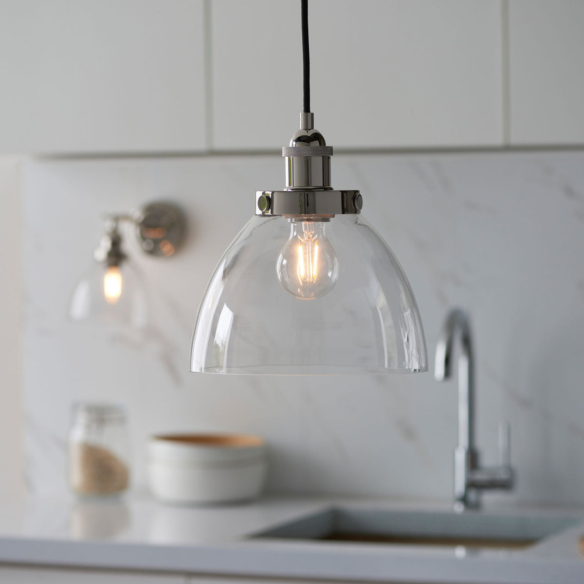 Handsom 1 Pendant Light Bright Nickel.