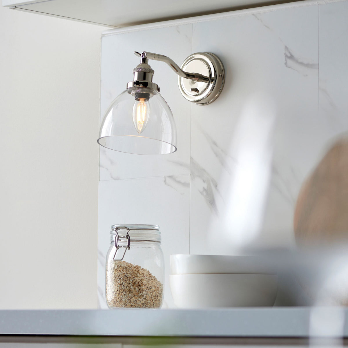 Handsom 1 Wall Light Bright Nickel.