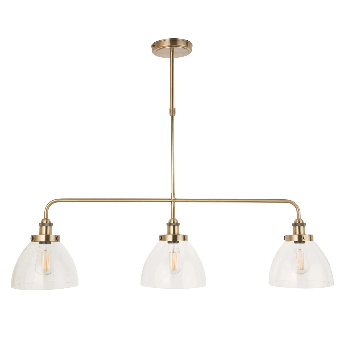 Handsom Linear 3 Pendant Light Antique Brass.