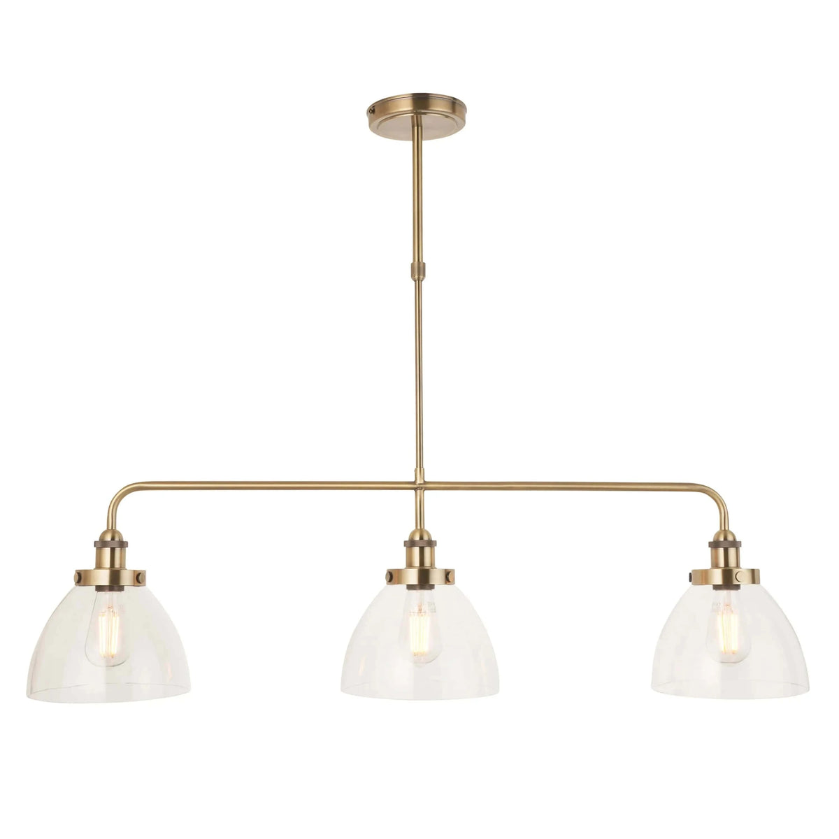 Handsom Linear 3 Pendant Light Antique Brass.