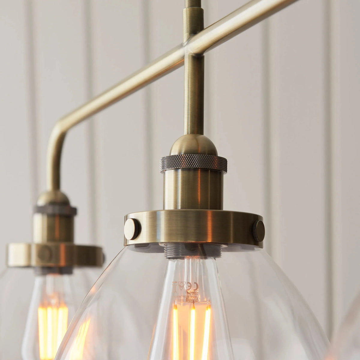 Handsom Linear 3 Pendant Light Antique Brass.