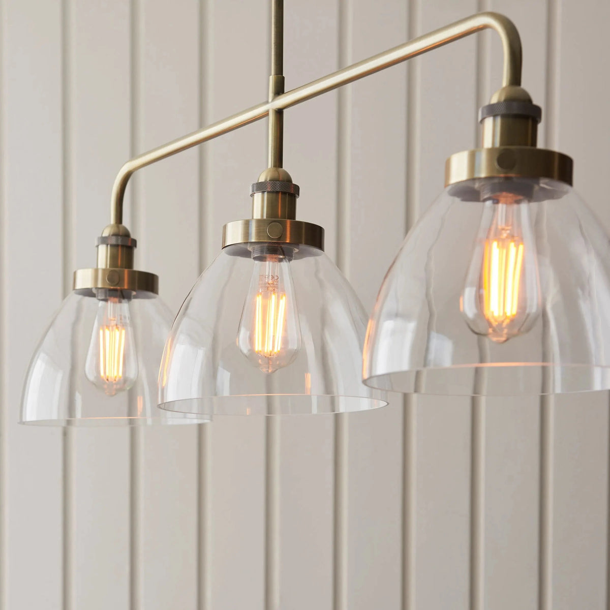 Handsom Linear 3 Pendant Light Antique Brass.