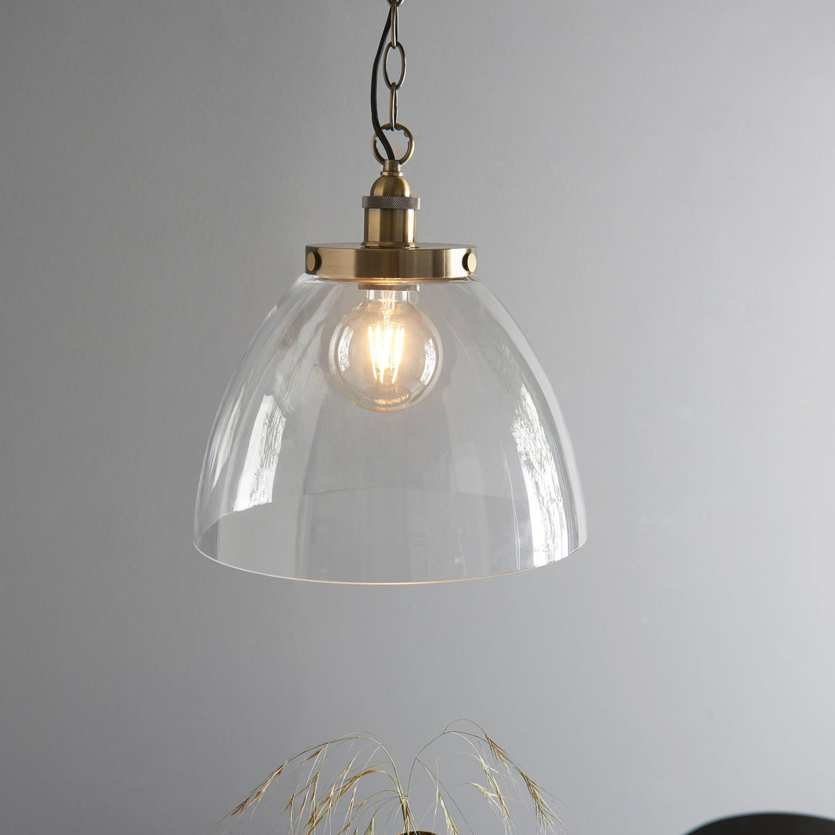 Hansen Grand 1 Pendant Light Antique Brass.